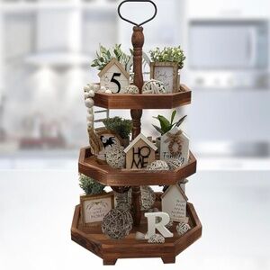 3 Tier Rustic Wood Tray / Stand